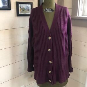Purple Button-Up Women's Sweater